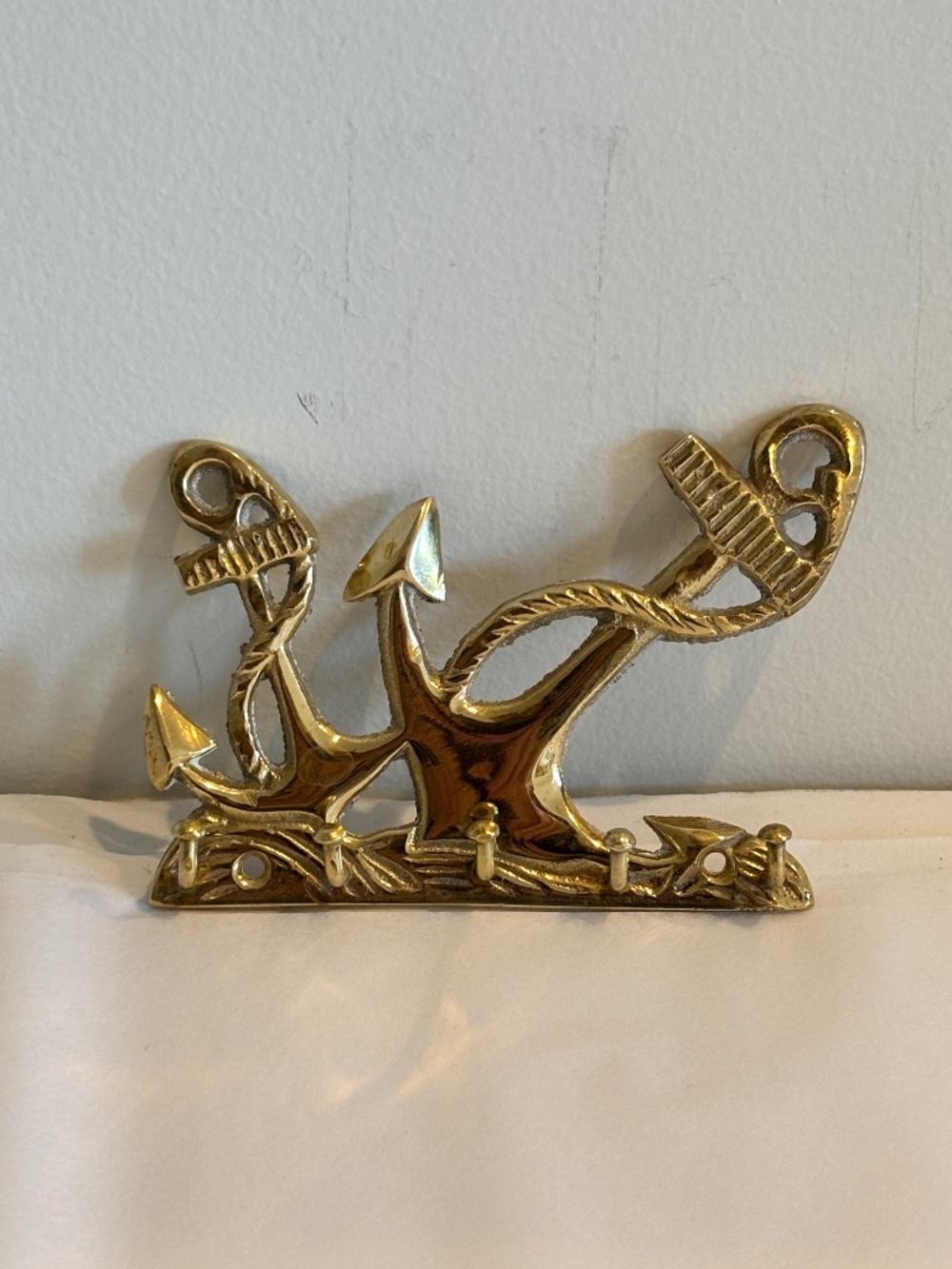 Vintage solid brass wall mounted key holder nautical theme wall key rack 5 hooks